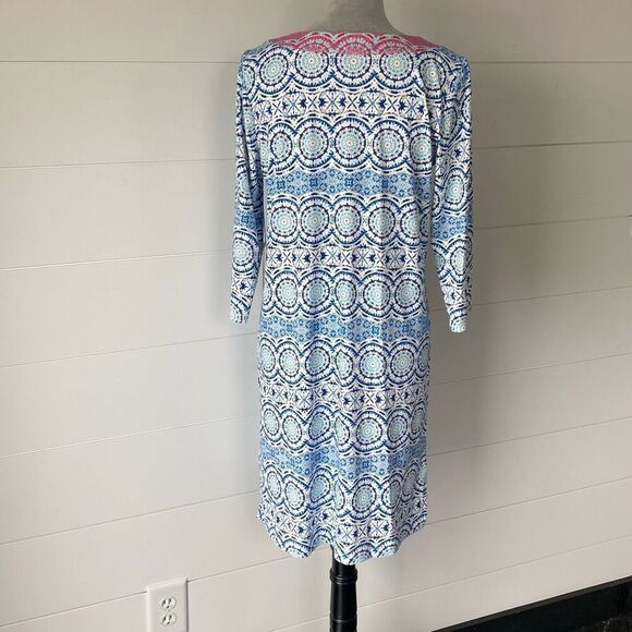 Caribbean Joe Womens UPF 50 Yoke Neck Dress Medallion Blue Sz Medium NWT… - Picture 9 of 10